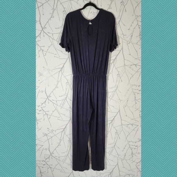 Annabelle Navy Tie Waist Jumpsuit - Picture 2 of 6